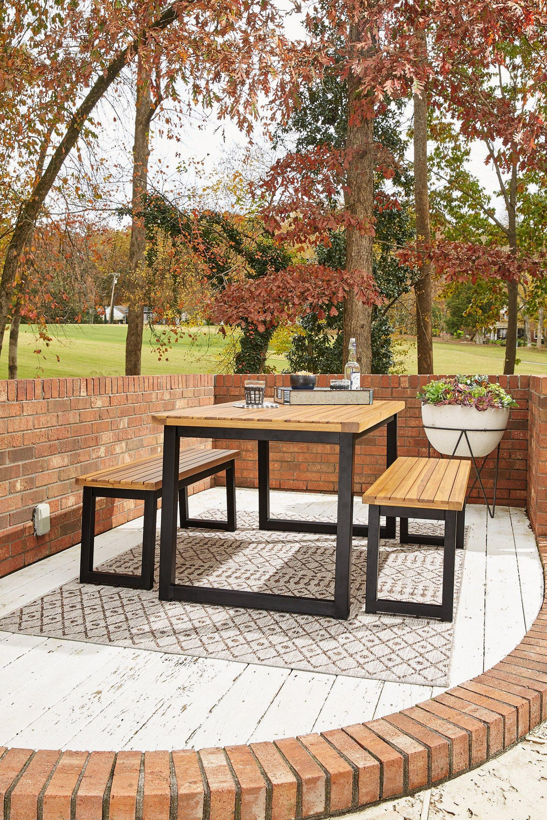 Town Wood Outdoor Dining Table Set (Set of 3)