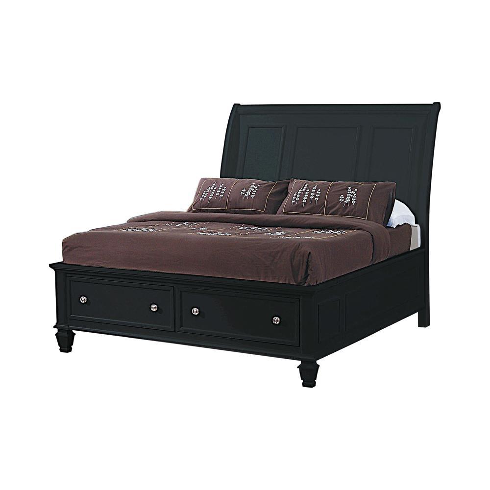 Sandy Beach Black King Sleigh Bed With Footboard Storage