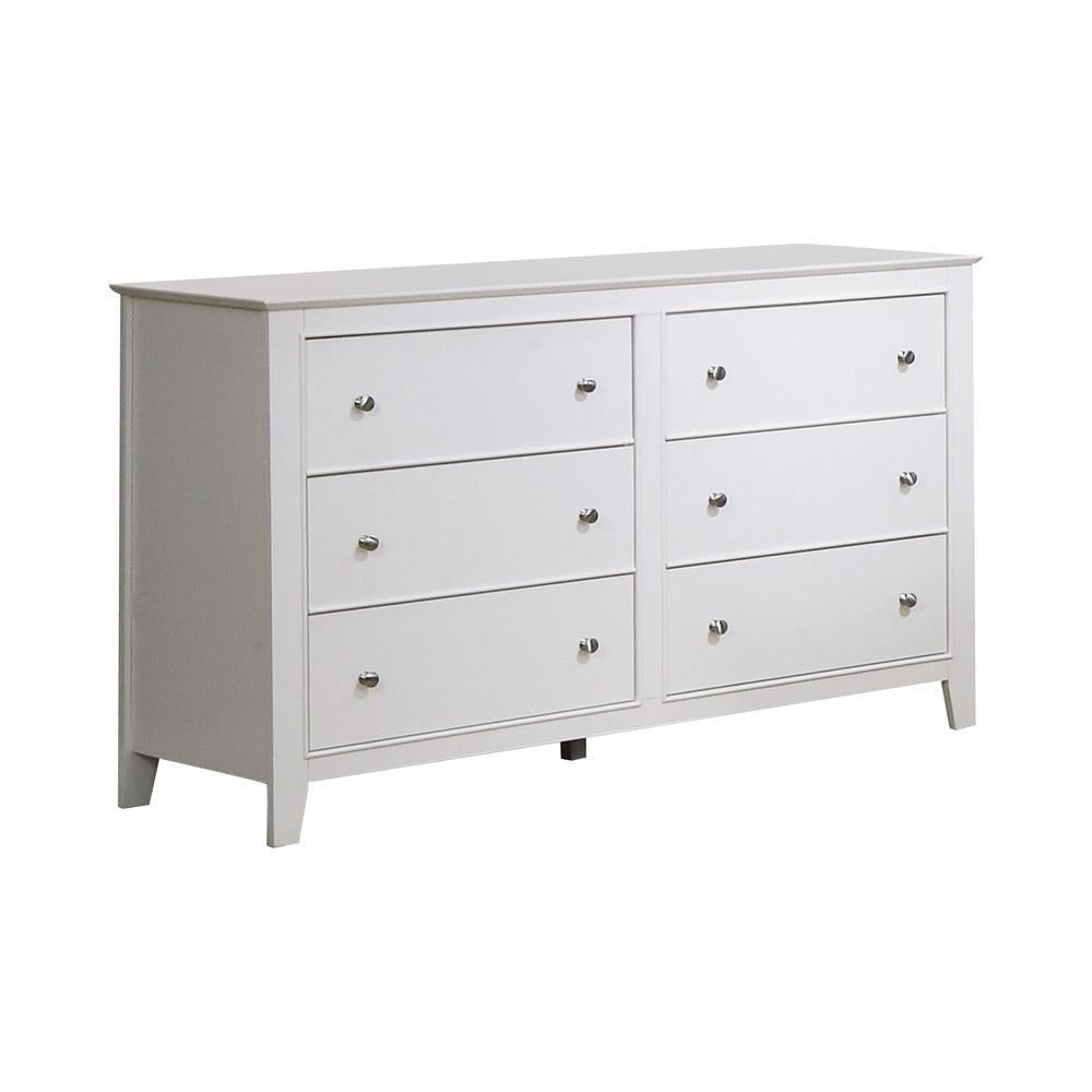 Selena Contemporary White Six-Drawer Dresser