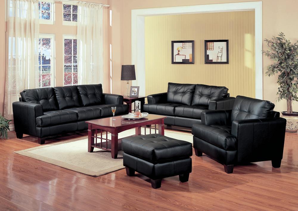 Samuel Transitional Black Ottoman