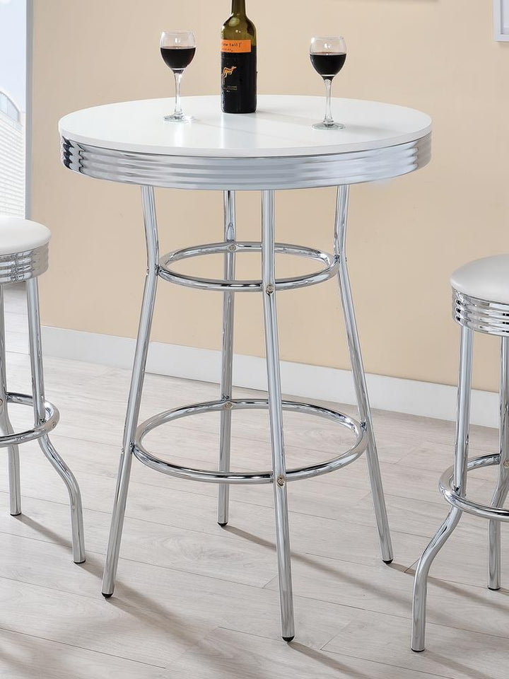 White Contemporary Round Bar Table