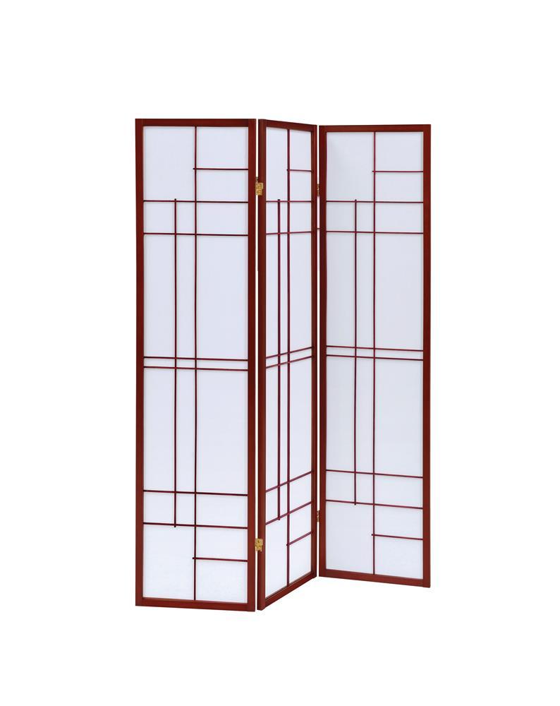 Transitional Brown Red Three-Panel Screen