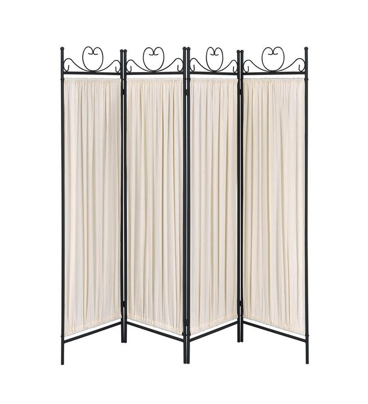 Traditional Black and Gold Four-Panel Folding Screen