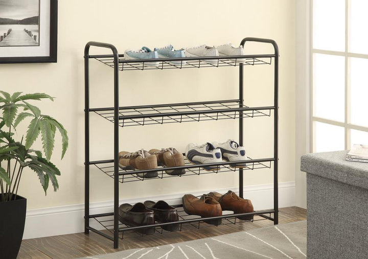 Transitional Black Shoe Rack