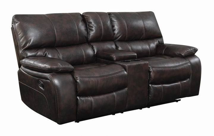 Willemse Chocolate Reclining Loveseat With Storage Console