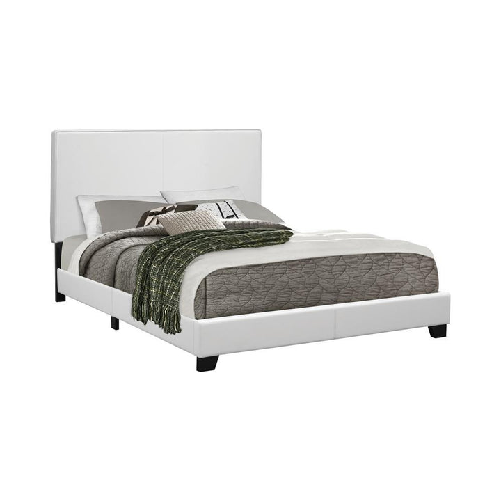 Mauve Upholstered Platform White Queen Bed