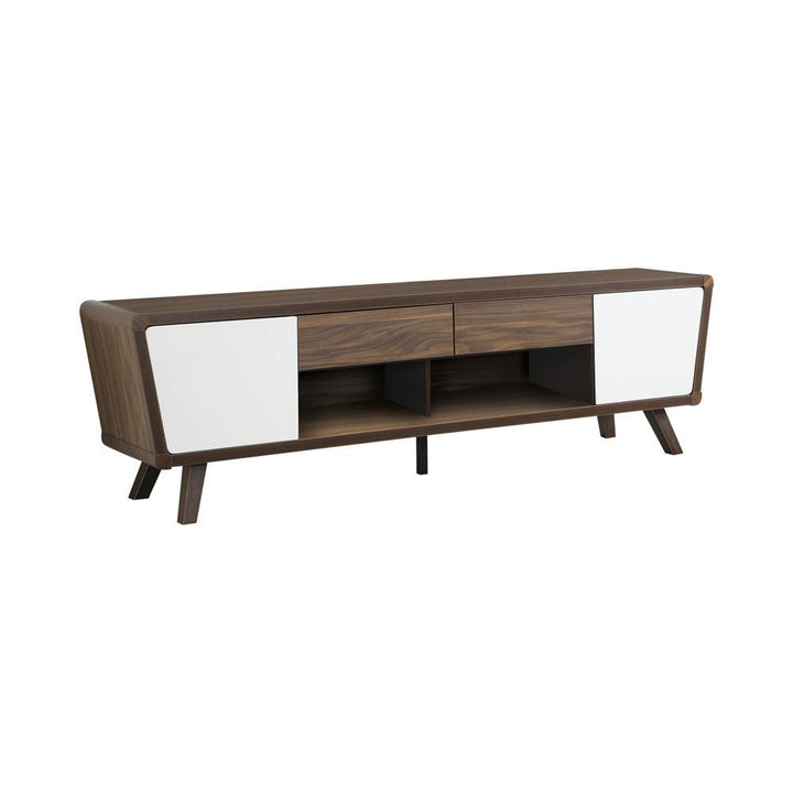 Mid-Century Modern Dark Walnut TV Console