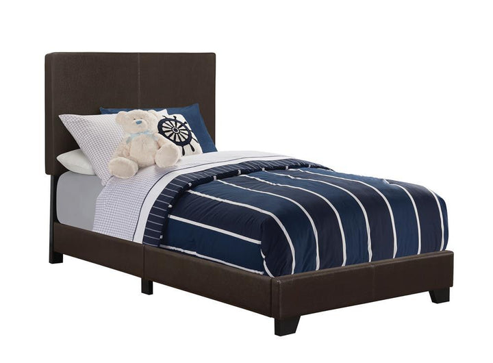 Dorian Brown Faux Leather Upholstered Twin Bed