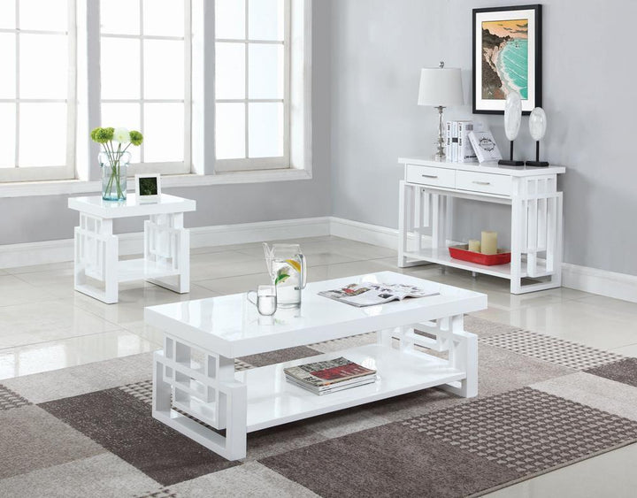 Transitional Glossy White Coffee Table