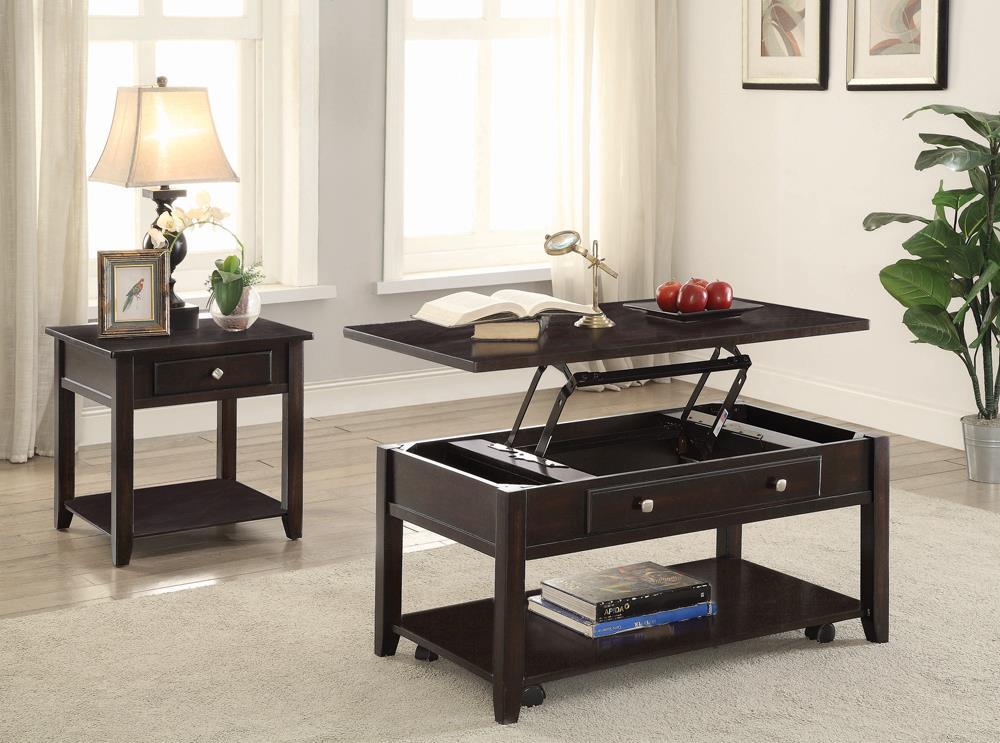 Transitional Walnut One-Drawer End Table