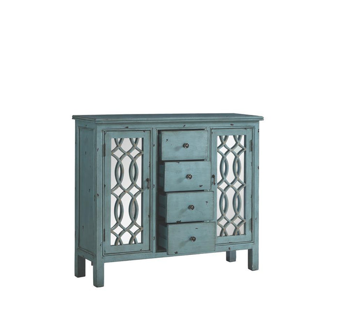 French Country Antique Blue Accent Cabinet