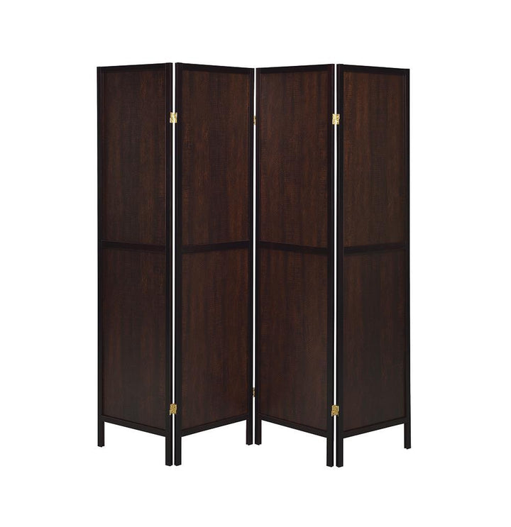 Rustic Tobacco and Cappuccino Four-Panel Screen