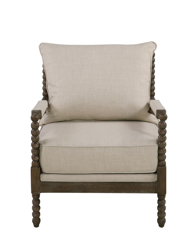 Traditional Oatmeal and Natural Accent Chair