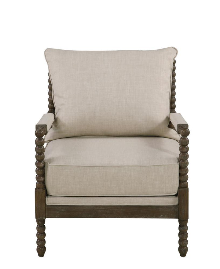 Traditional Oatmeal and Natural Accent Chair