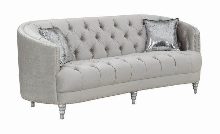 Avonlea Traditional Grey and Chrome Sofa