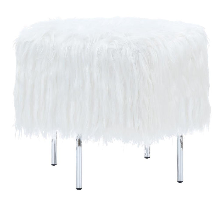 White Faux Sheepskin Ottoman