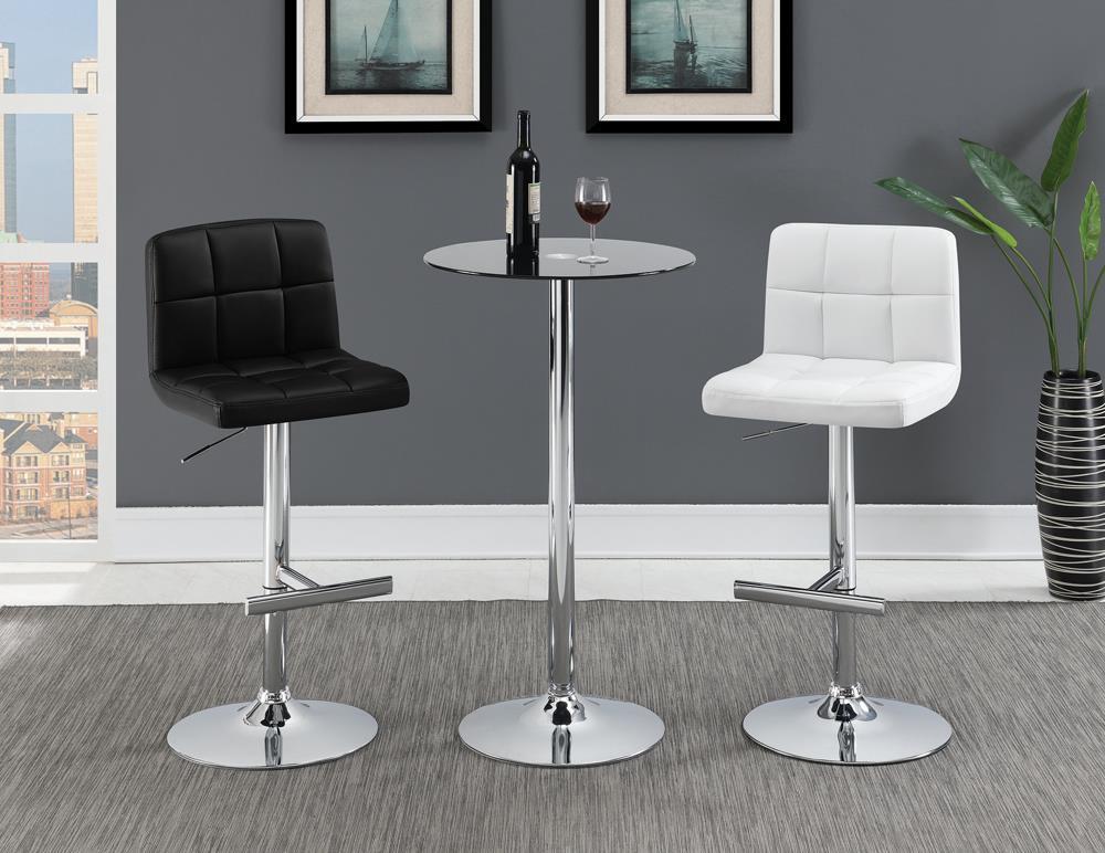 G120356 Contemporary White Adjustable Padded Back Bar Stool