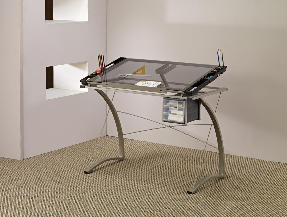 G800986 Contemporary Glass Top Drafting Desk