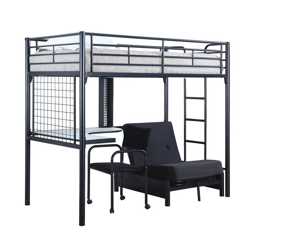 G2209 Contemporary Metal Loft Bunk Bed With Desk