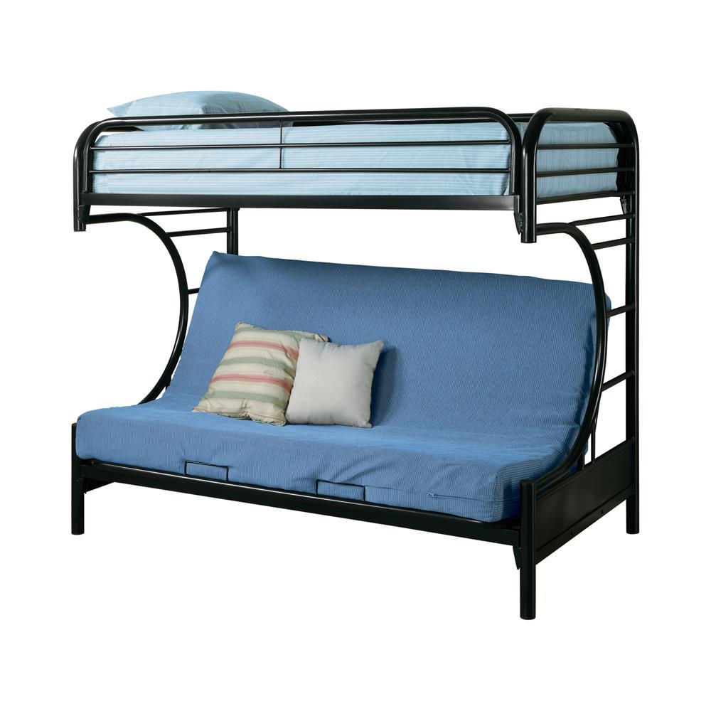 G2253 Contemporary Glossy Black Futon Bunk Bed