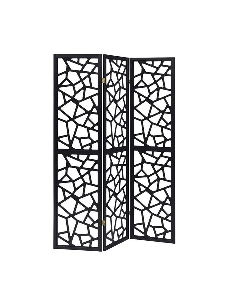 Transitional Black Three-Panel Screen