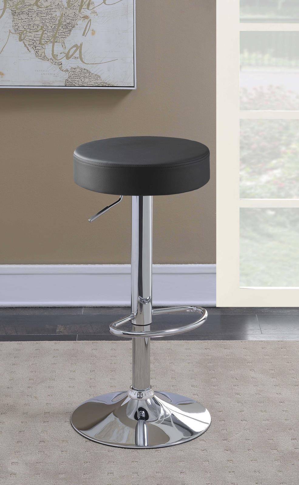 G102558 Black Faux Leather Adjustable Bar Stool