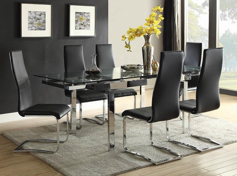 G102310 Contemporary Black and Chrome Dining Chair