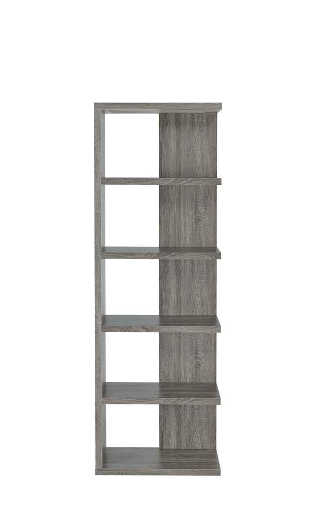 G800553 Contemporary Weathered Grey Five-Shelf Bookcase