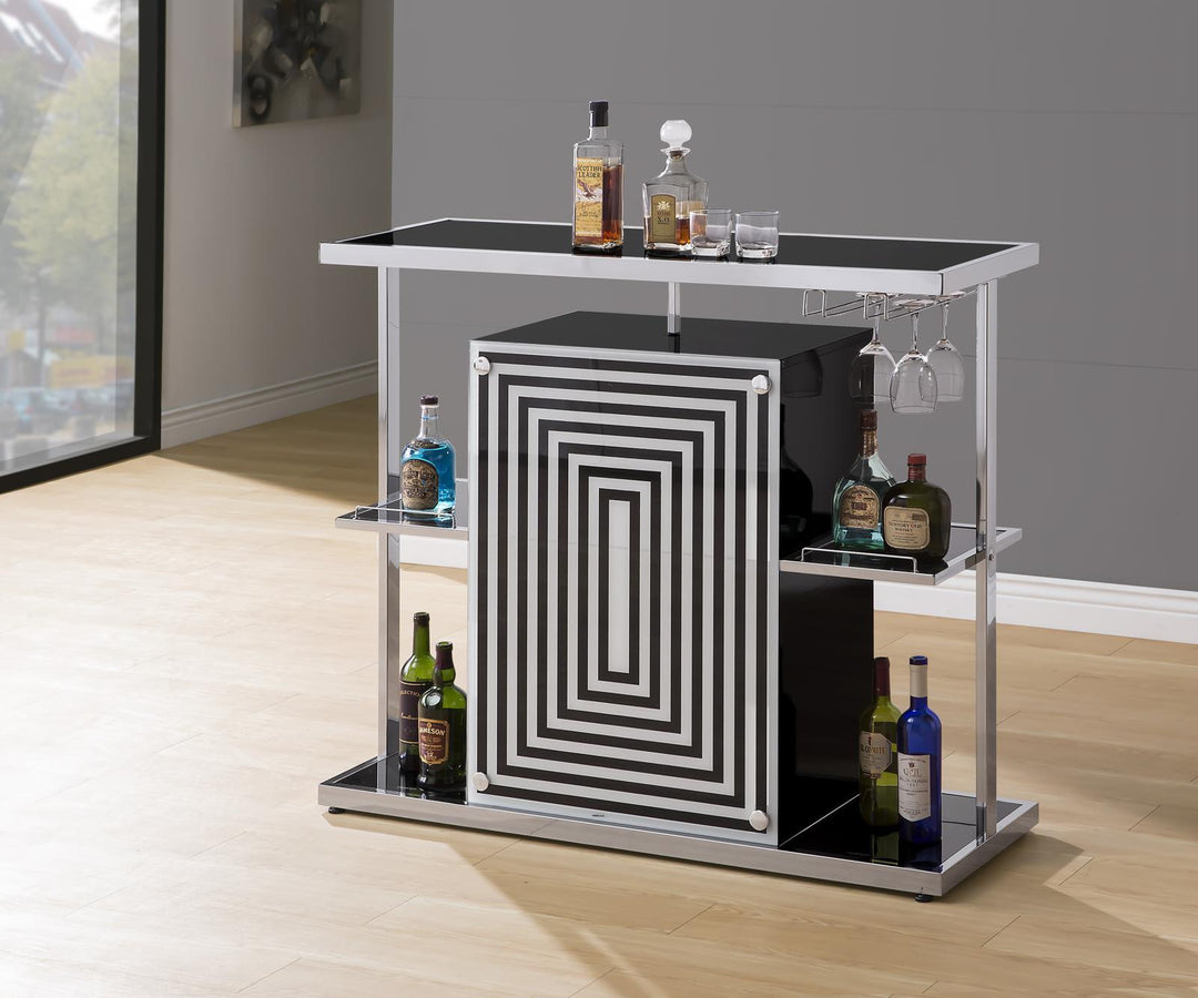 G130076 Contemporary Glossy Black Bar Unit