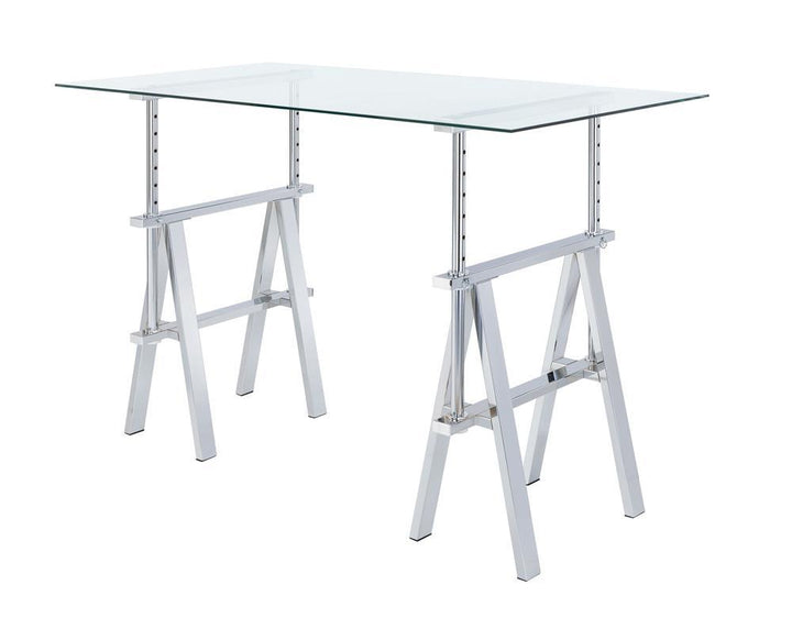 G800900 Casual Silver Glass Top Adjustable Writing Desk