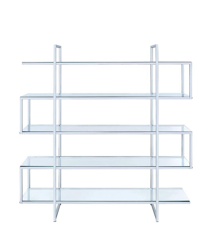 G801304 Contemporary Silver Metal and Glass Bookcase