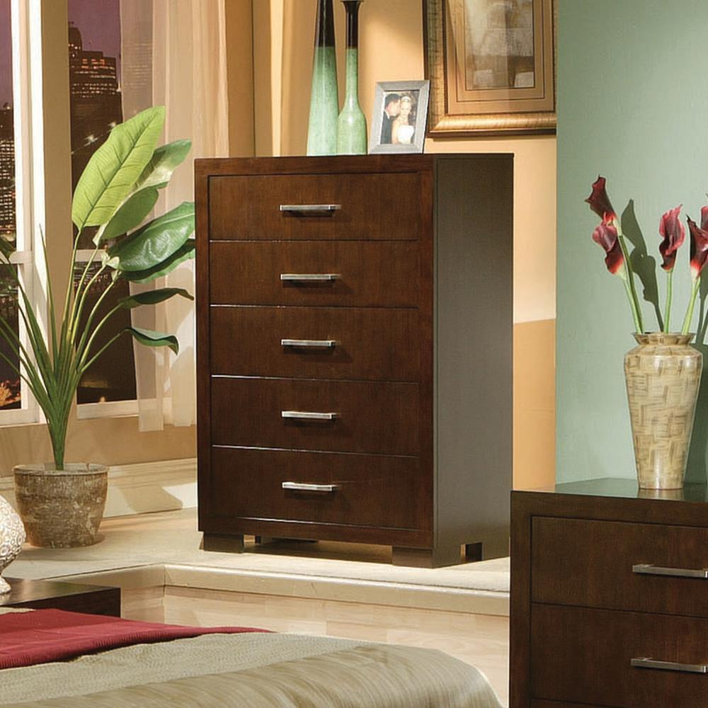 Jessica Cappuccino Five-Drawer Chest