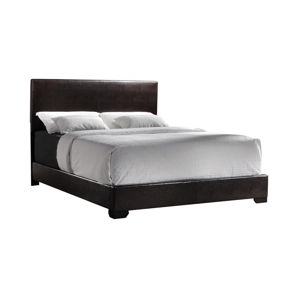 Conner Transitional Dark Brown Upholstered Queen Bed