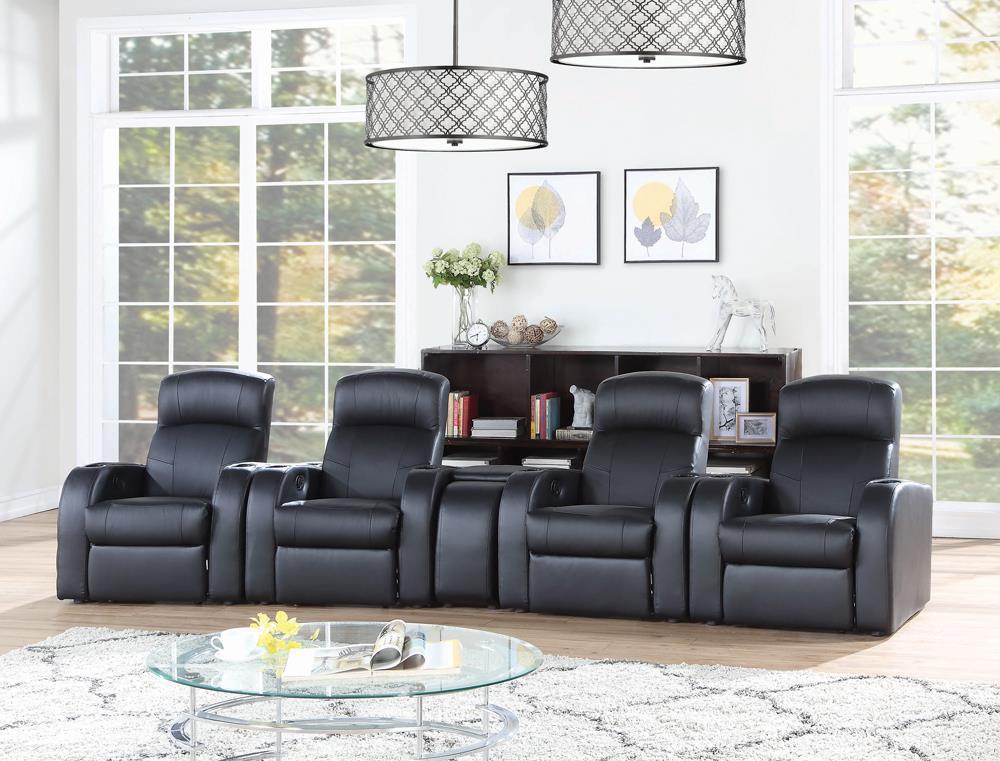 Cyrus Home Theater Black Recliner