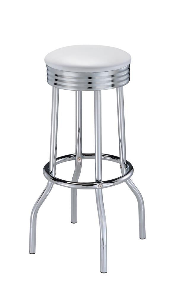 Cleveland Contemporary White Bar-Height Stool