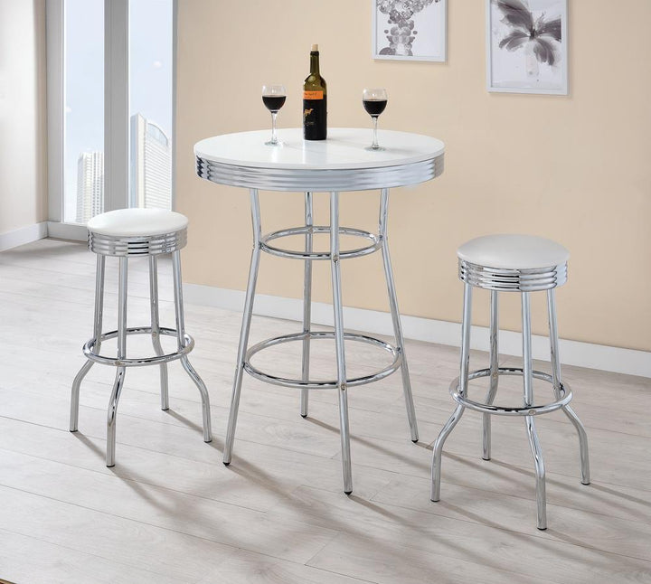 Cleveland Contemporary White Bar-Height Stool