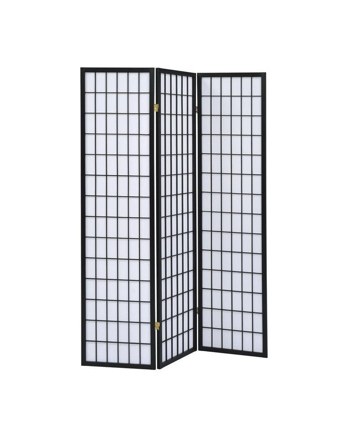 Transitional Three-Panel Black Folding Screen