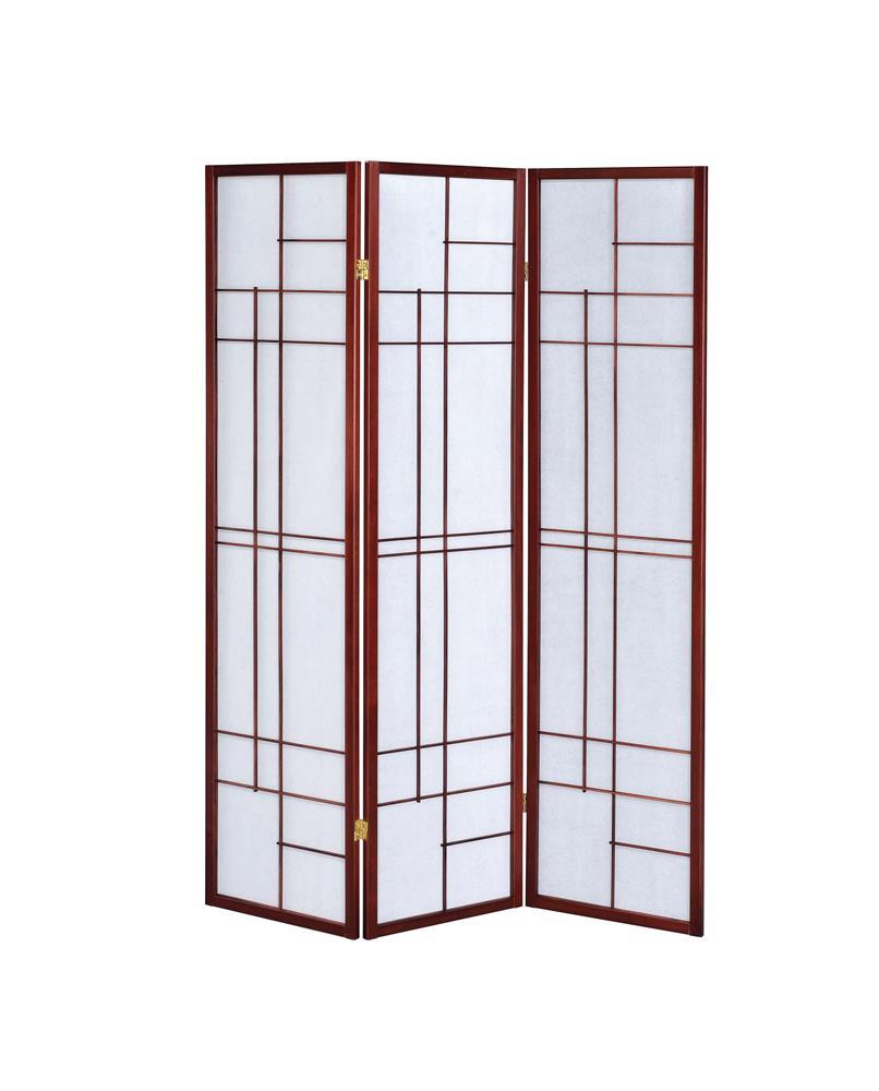 Transitional Brown Red Three-Panel Screen