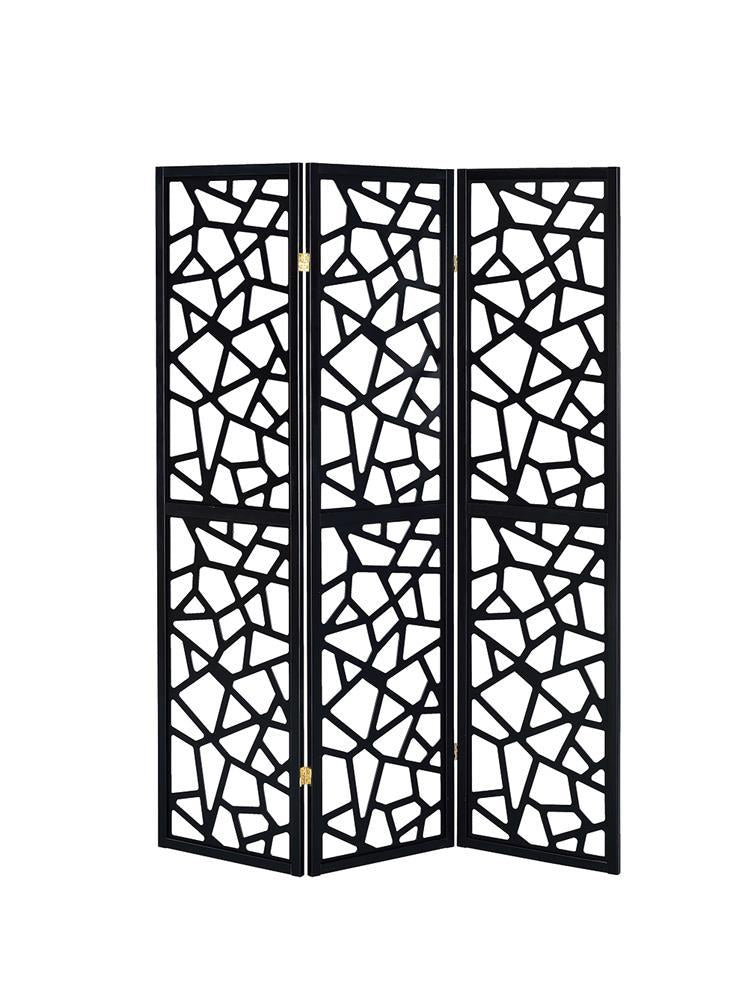 Transitional Black Three-Panel Screen