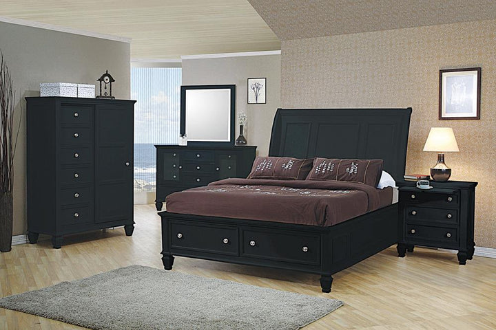 Sandy Beach Black Door Dresser With Concealed Storage