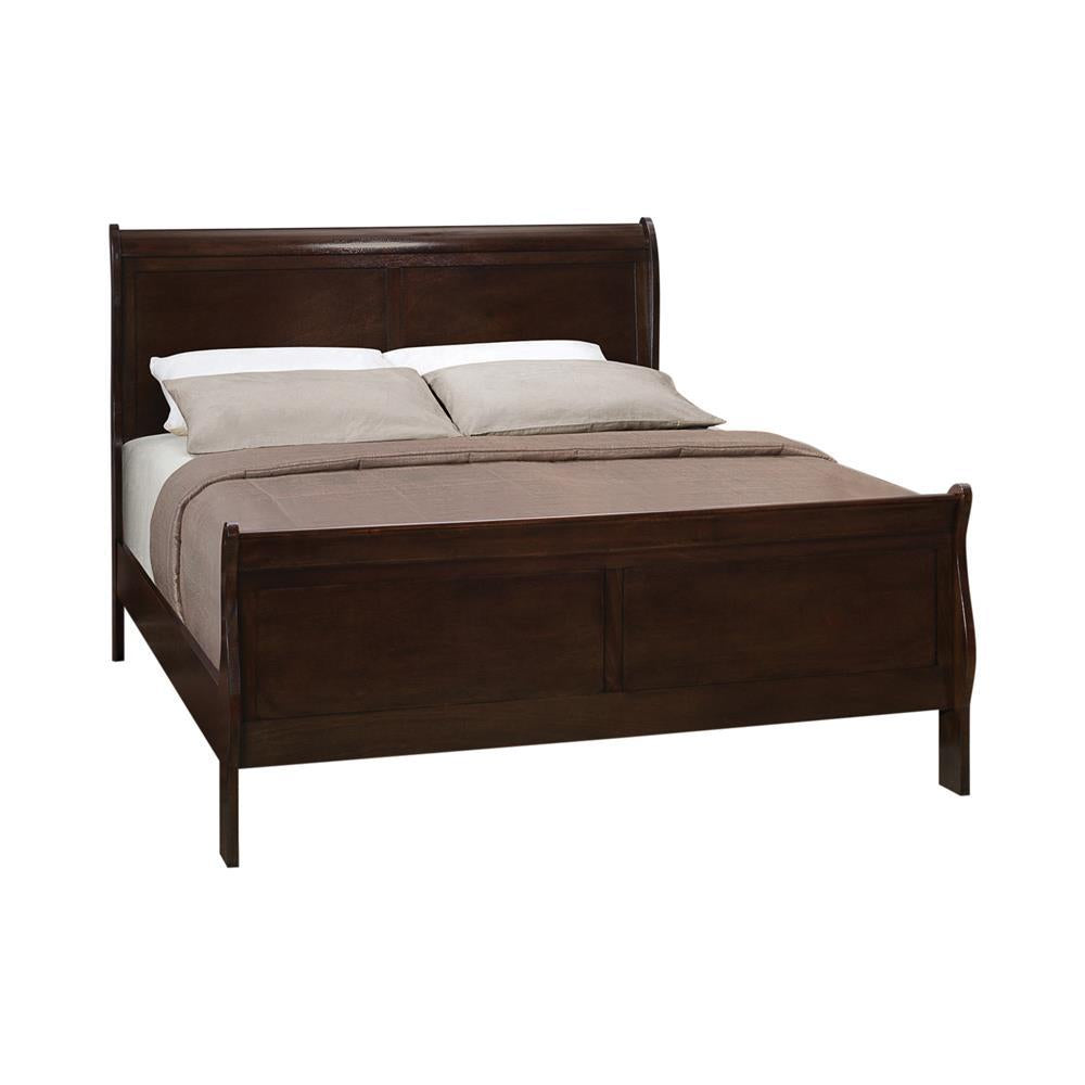 Louis Philippe Cappuccino Eastern King Sleigh Bed