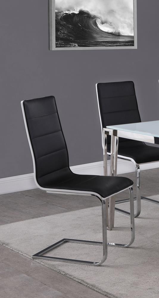 Broderick Contemporary Chrome and Black Dining Chair