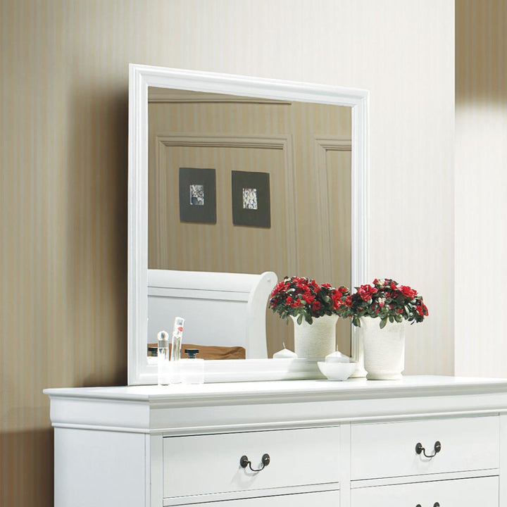 Louis Philippe White Dresser Mirror With Beveled Edge