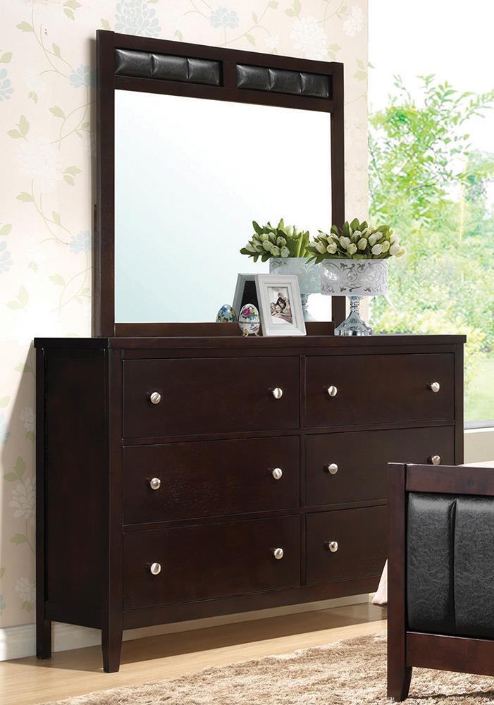 Carlton Black Upholstered Dresser Mirror