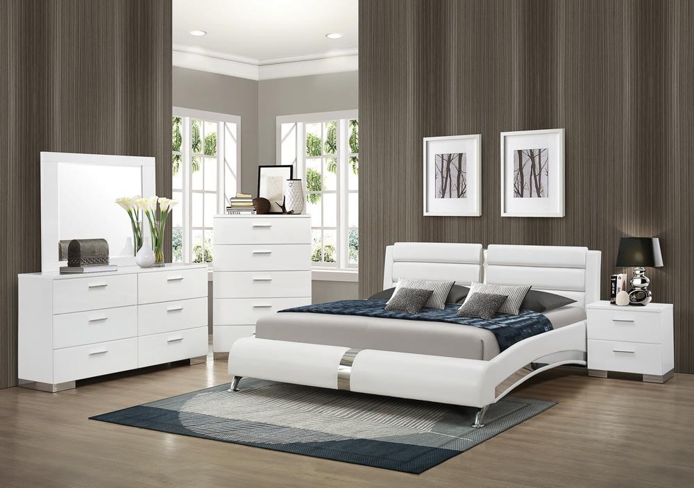 Felicity Contemporary White Upholstered Eastern King Bed