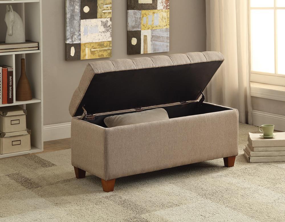 Tufted Taupe Storage Bench