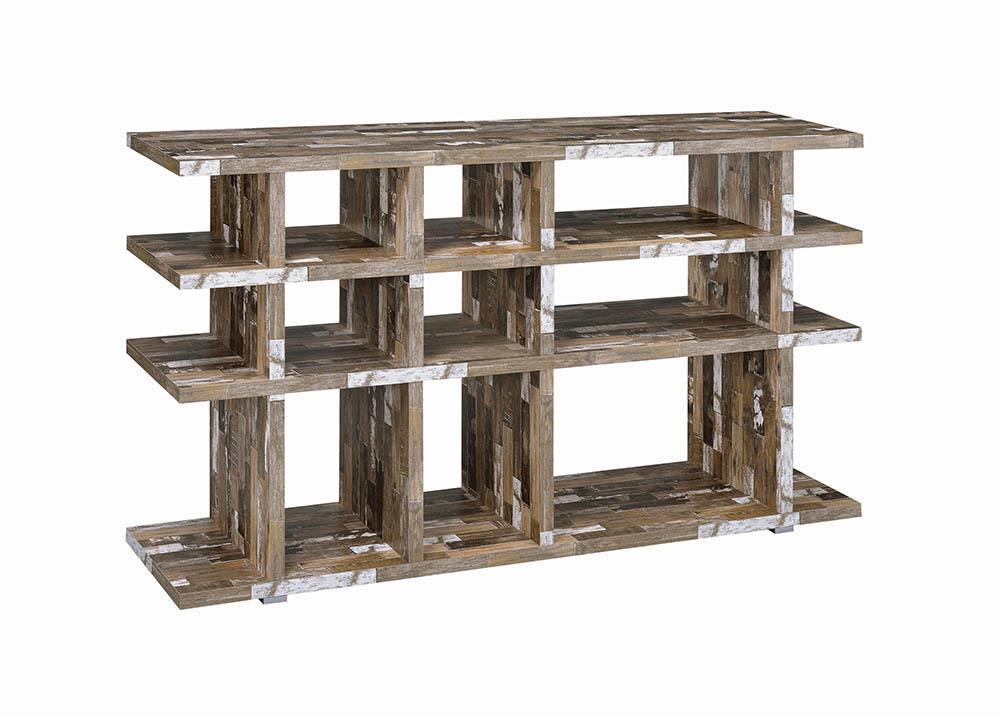 Rustic Salvaged Cabin Low-Profile Bookcase