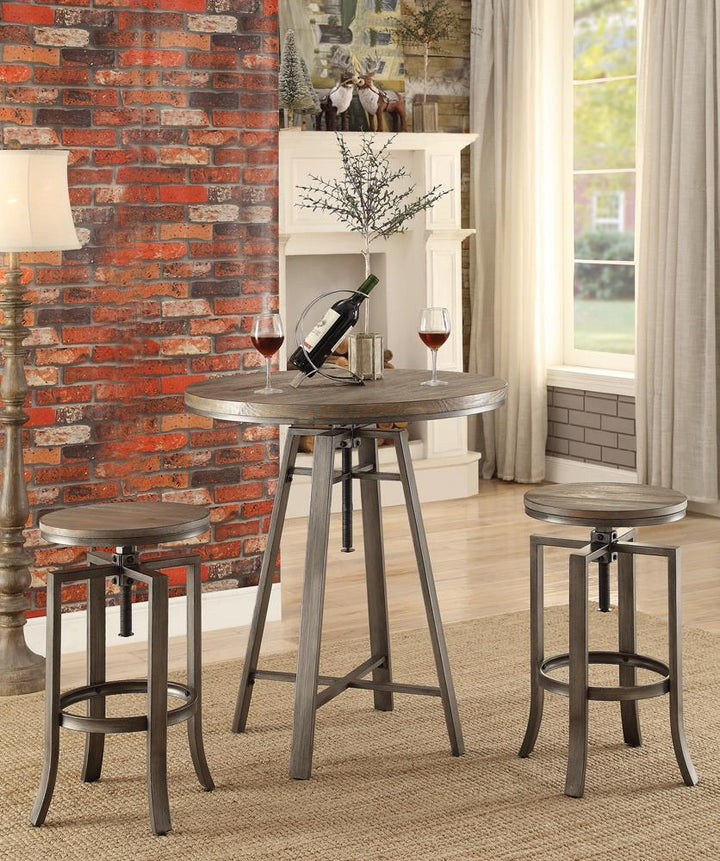 Industrial Walnut Adjustable Bar Stool