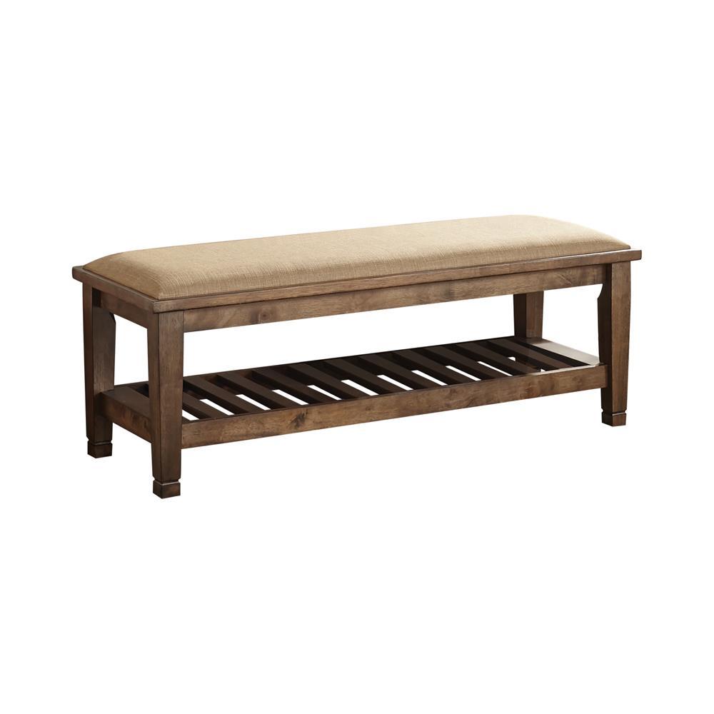 Franco Burnished Oak Upholstered Bench