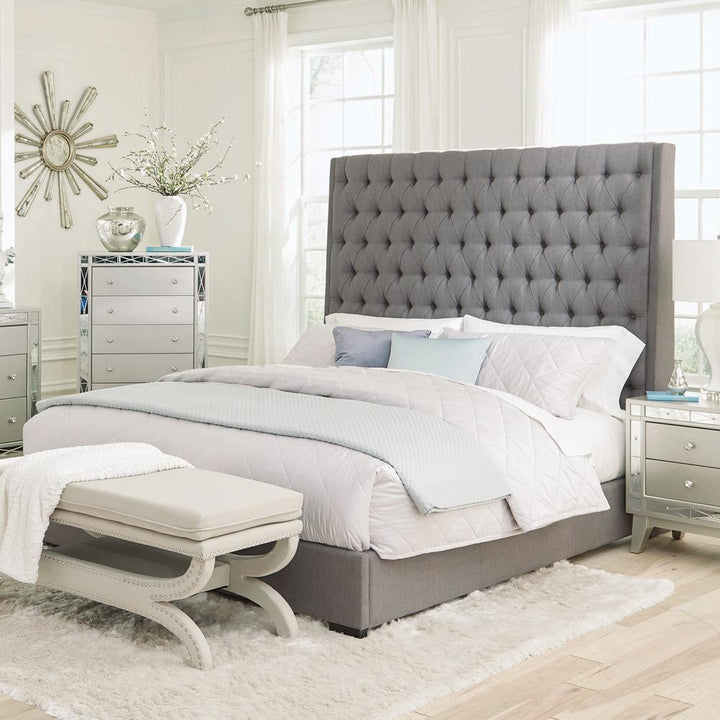 Camille Grey Upholstered Queen Bed